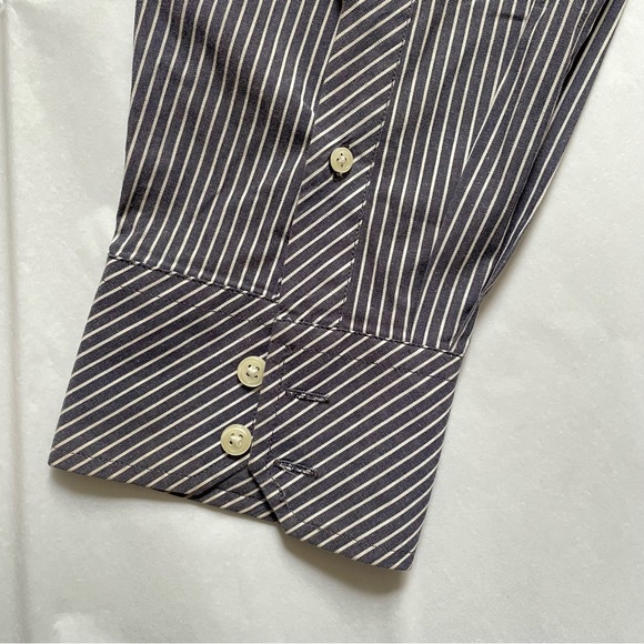 XXL Men Dress Shirt Long Sleeves Quick Dry All Day CoolMax Poplin Striped - Picture 9 of 9